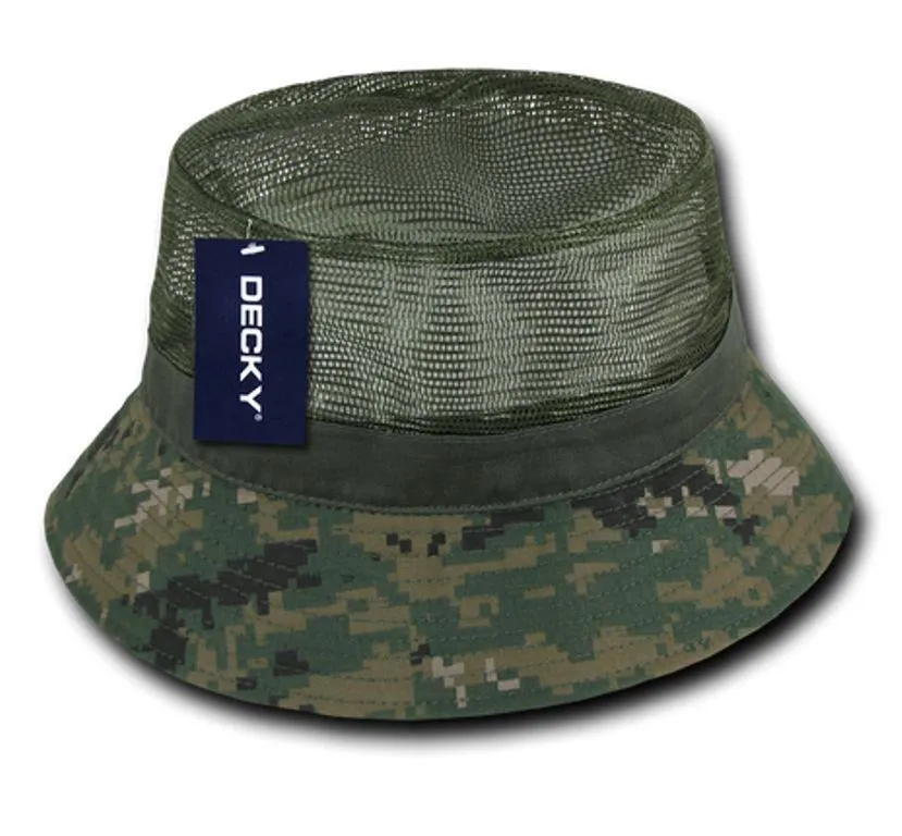 1 Dozen Decky Fisherman'S Bucket Mesh Top Hats Caps Wholesale Lots