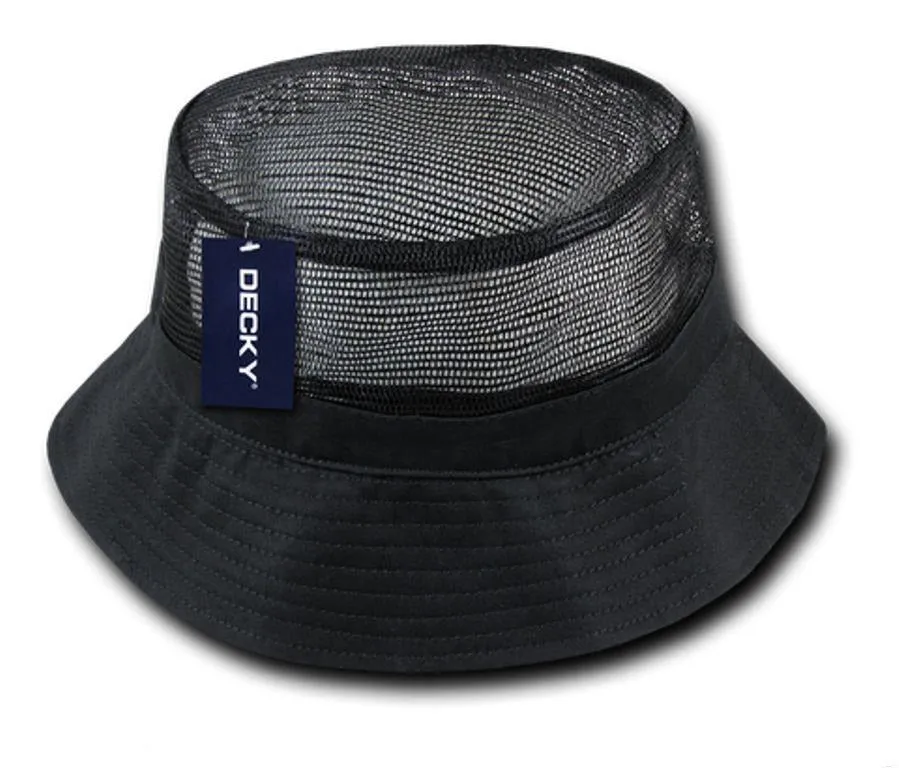 1 Dozen Decky Fisherman'S Bucket Mesh Top Hats Caps Wholesale Lots