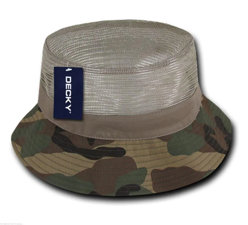 1 Dozen Decky Fisherman'S Bucket Mesh Top Hats Caps Wholesale Lots