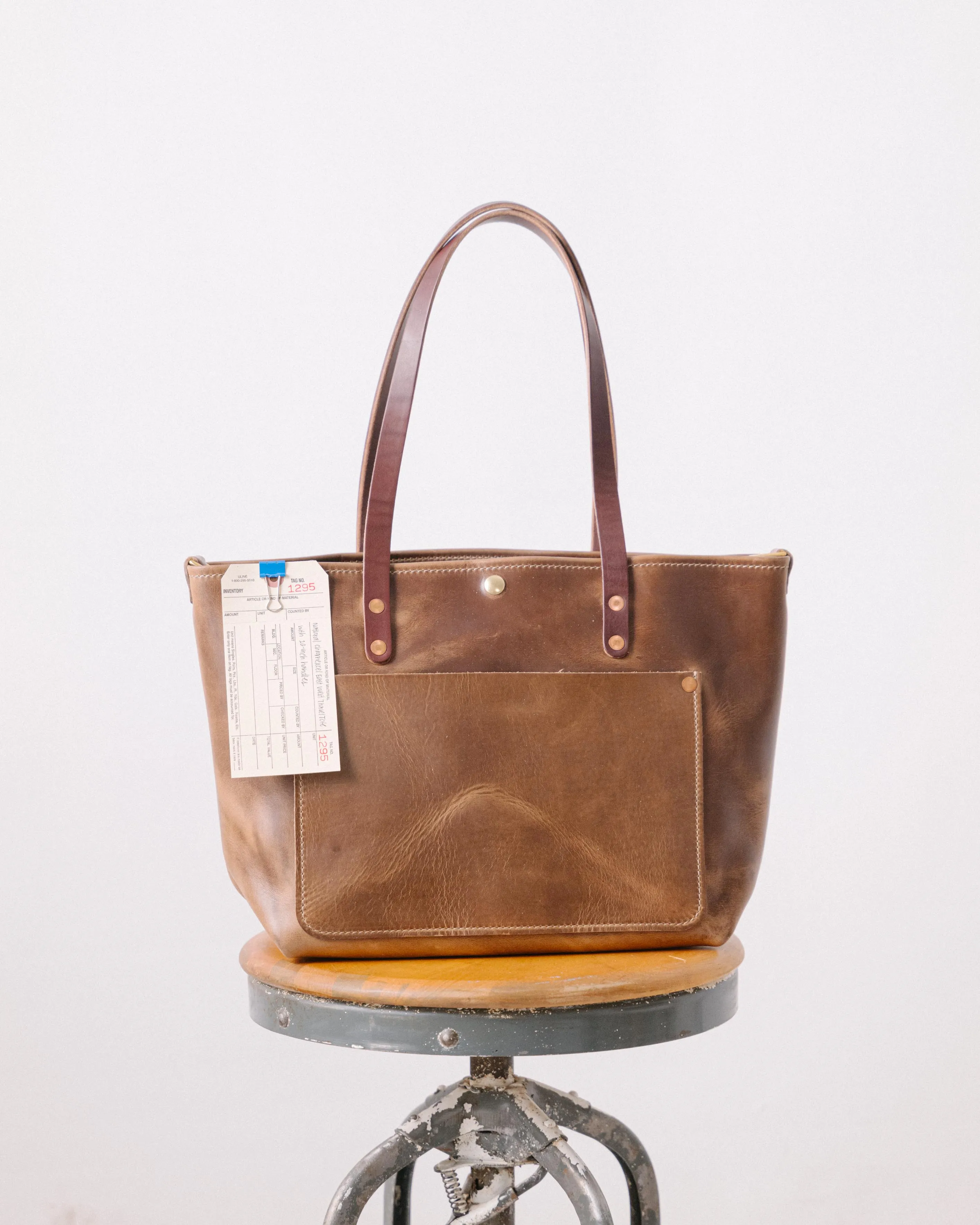 1295 Natural Chromexcel East West Travel Tote with 10-inch handles