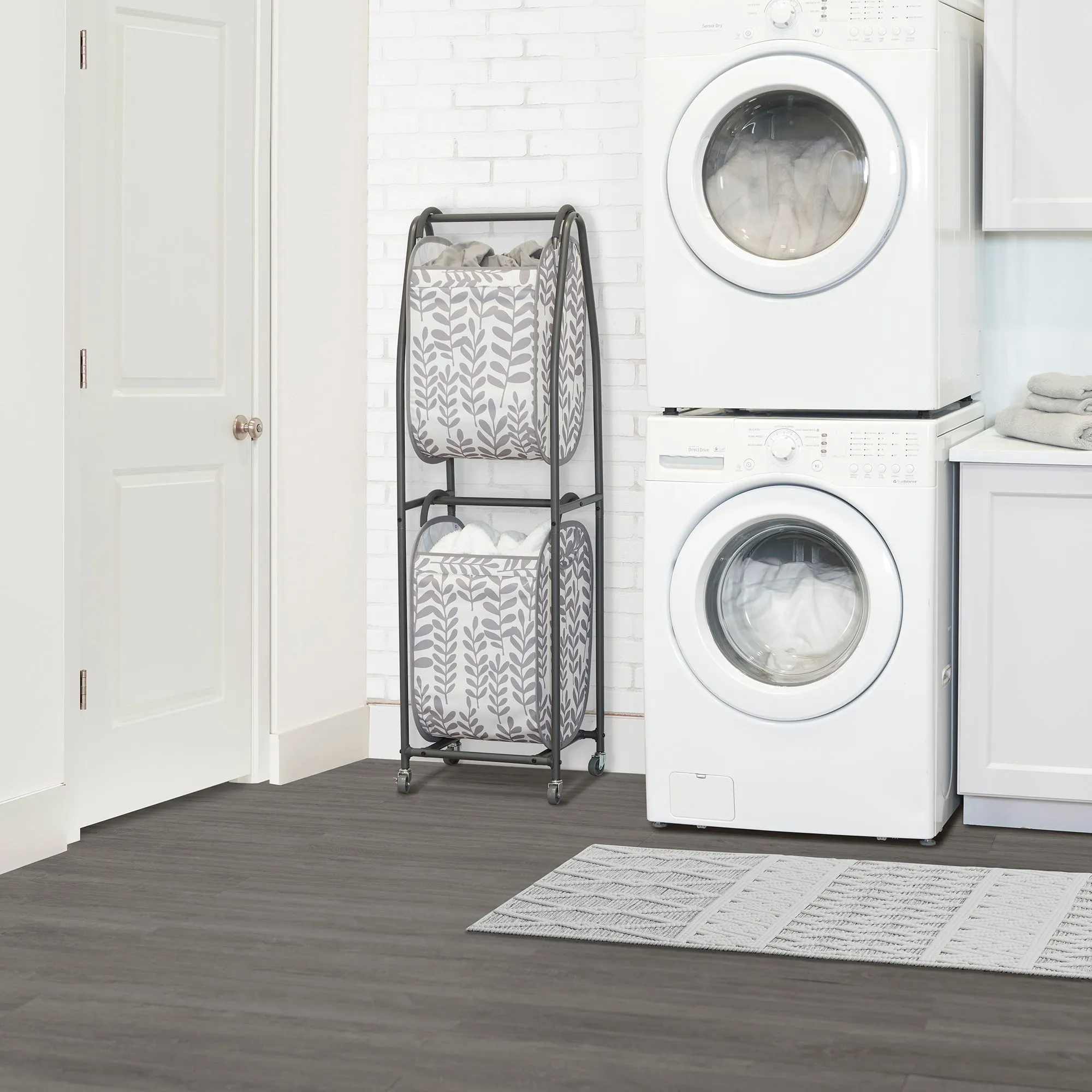 2-Tier Rolling Vertical Laundry Sorter