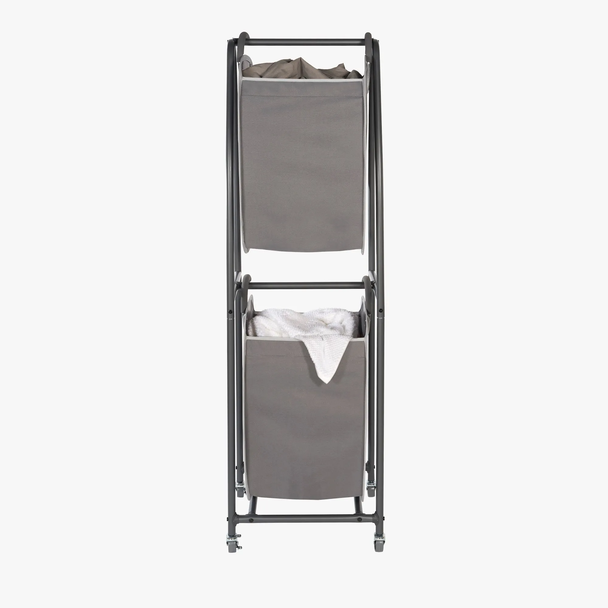 2-Tier Rolling Vertical Laundry Sorter