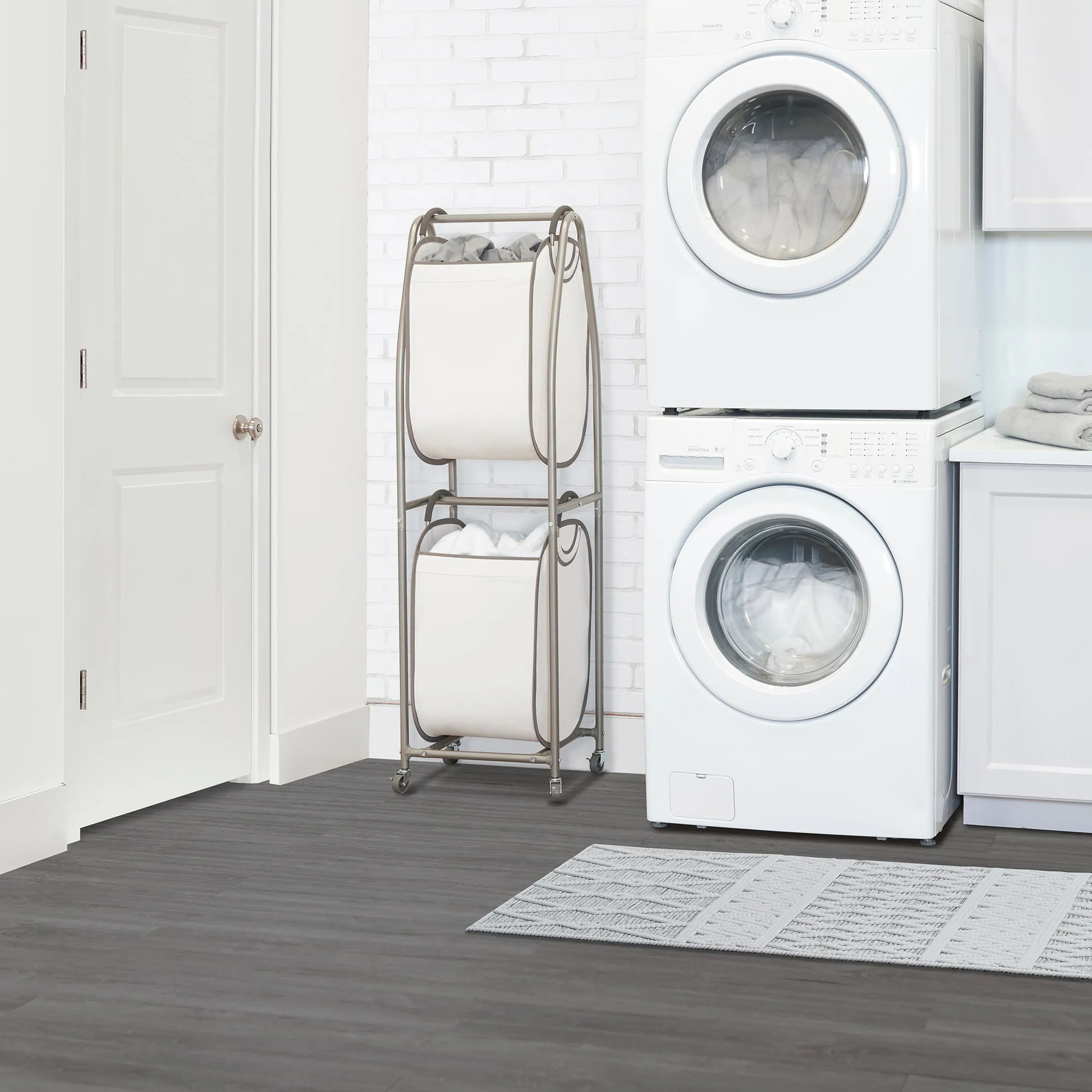 2-Tier Rolling Vertical Laundry Sorter