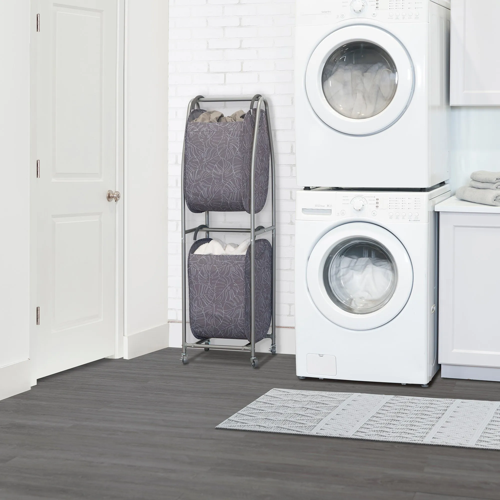 2-Tier Rolling Vertical Laundry Sorter