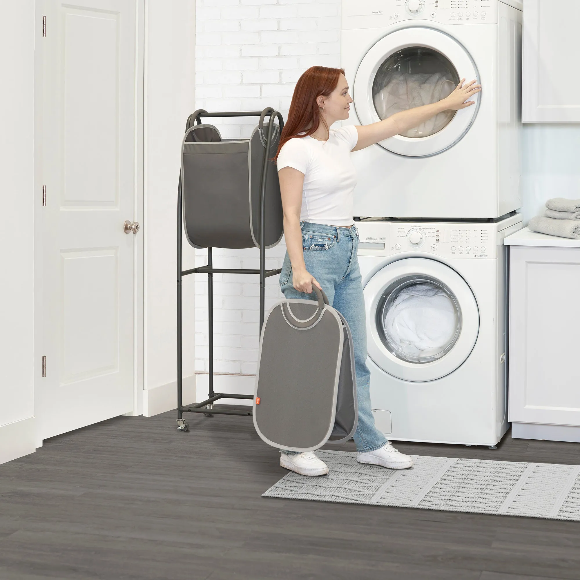 2-Tier Rolling Vertical Laundry Sorter