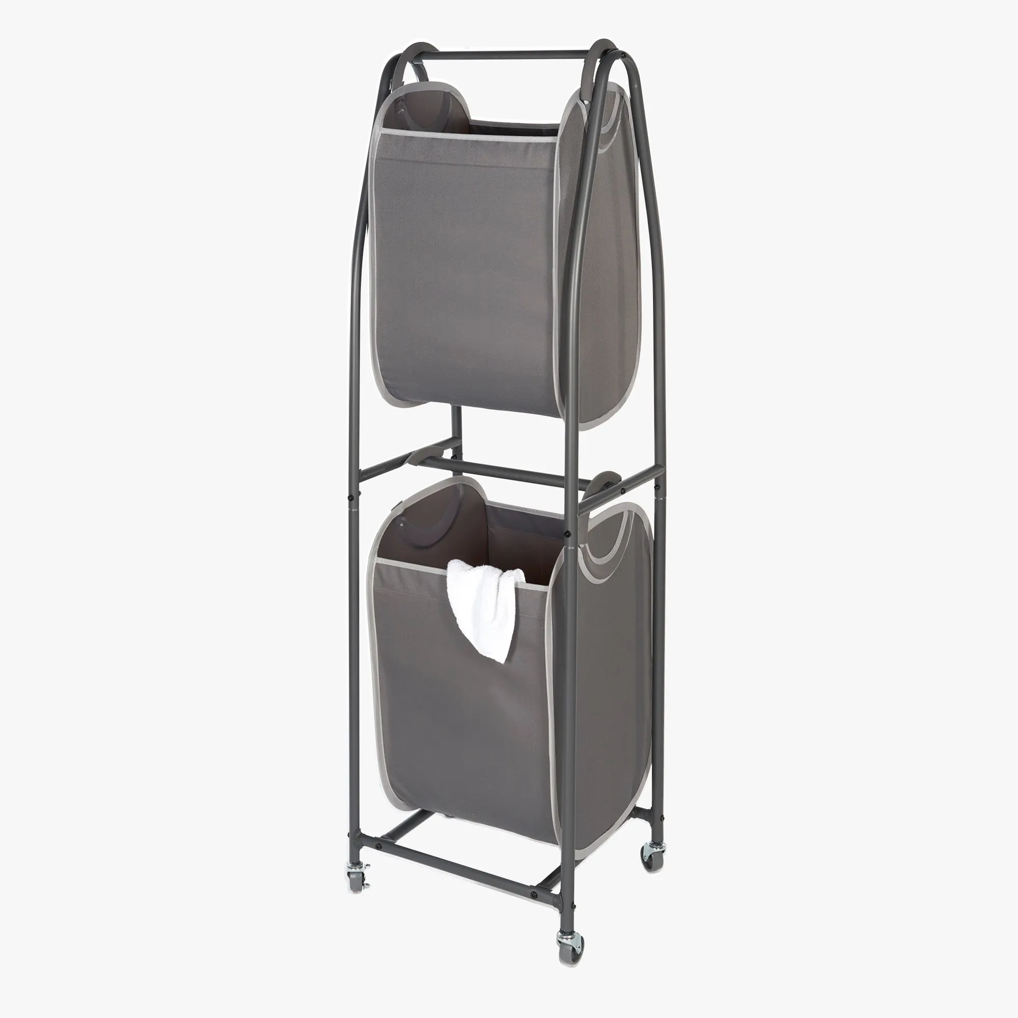 2-Tier Rolling Vertical Laundry Sorter