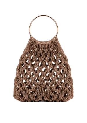 Ambra Ring-Handle Crystal Woven Handbag