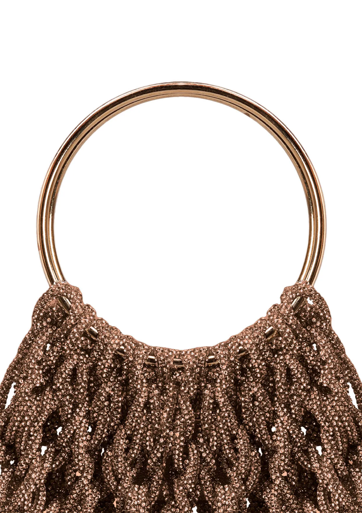 Ambra Ring-Handle Crystal Woven Handbag