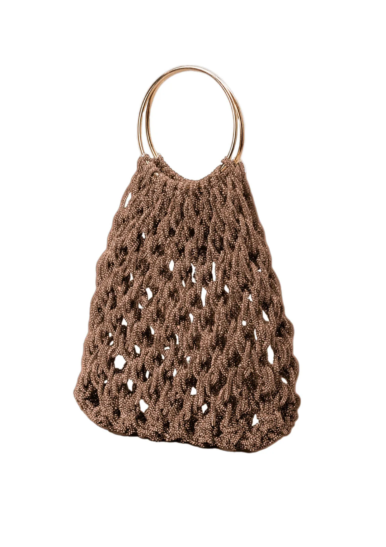 Ambra Ring-Handle Crystal Woven Handbag