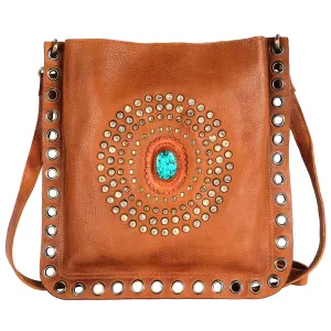 American Darling Leather Crossbody Handbag Turquoise Stone ADBGM353