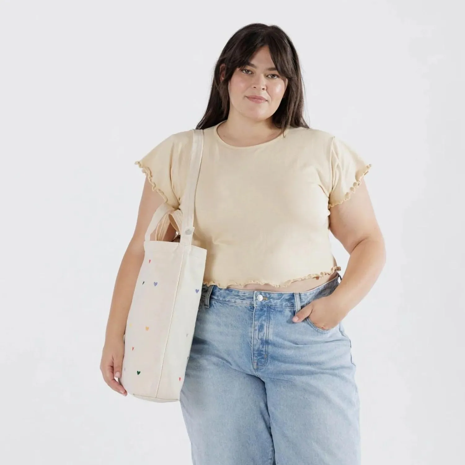 Baggu Zip Duck Bag in Embroidered Hearts