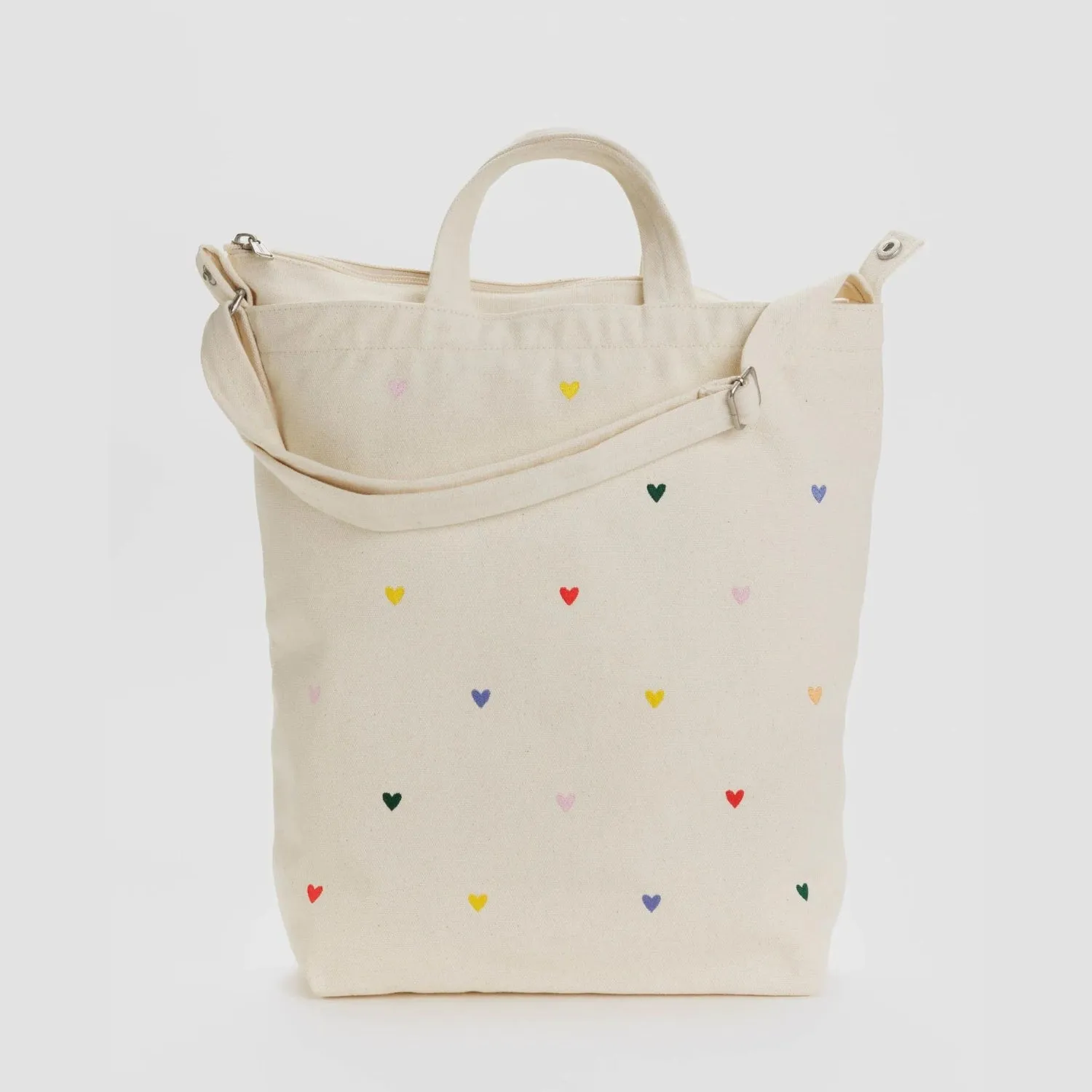 Baggu Zip Duck Bag in Embroidered Hearts