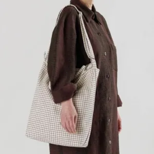 Baggu Zip Duck Bag in Natural Grid