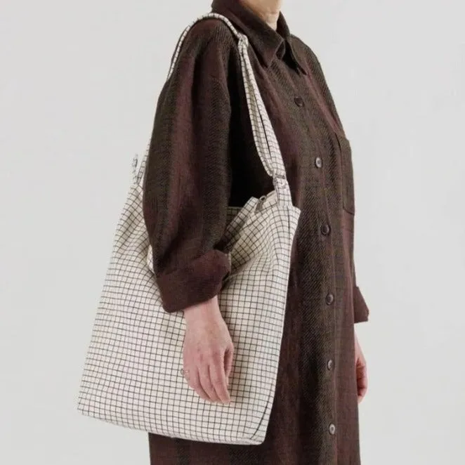 Baggu Zip Duck Bag in Natural Grid