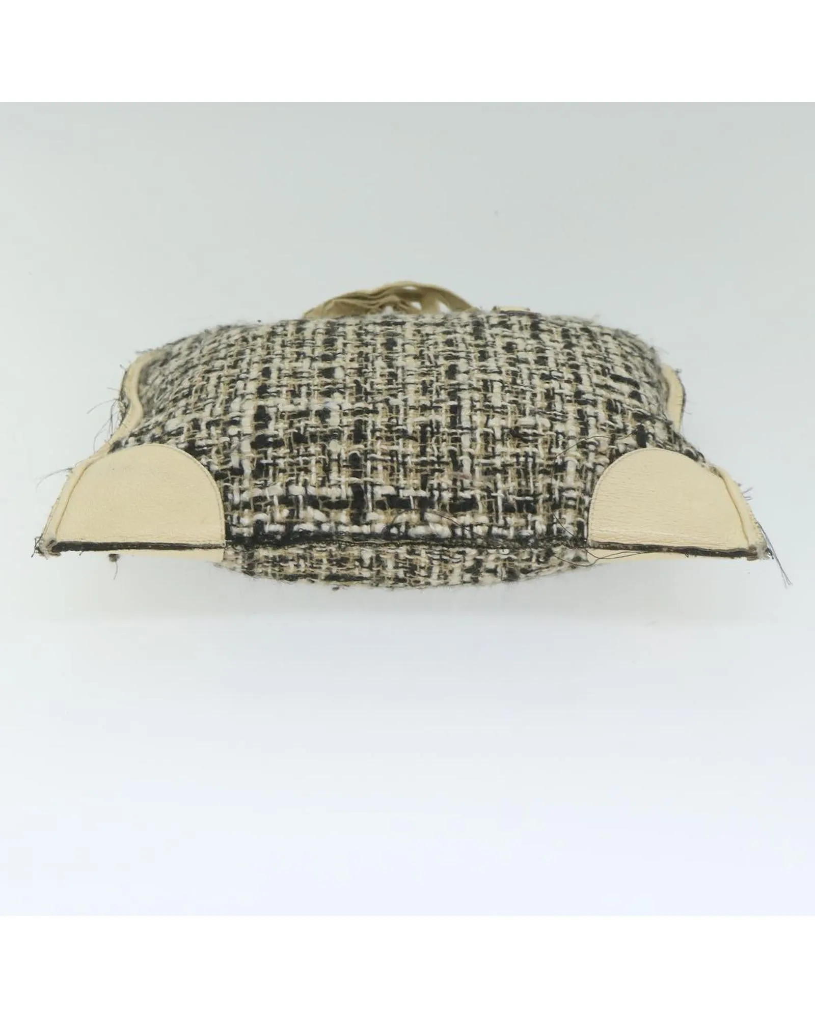 Beige and Black Tweed Hand Bag by Italian Designer