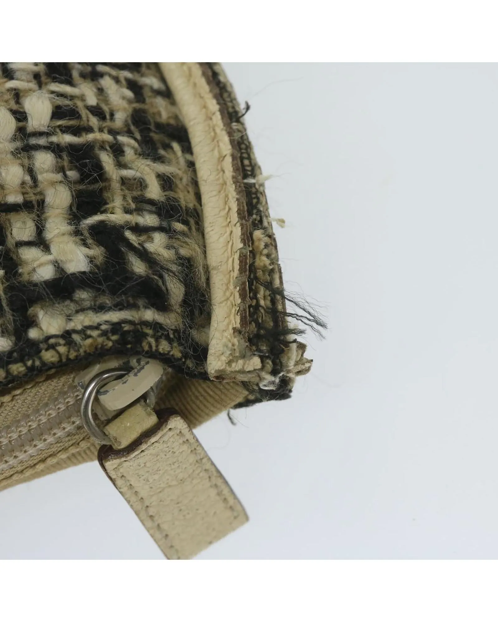 Beige and Black Tweed Hand Bag by Italian Designer