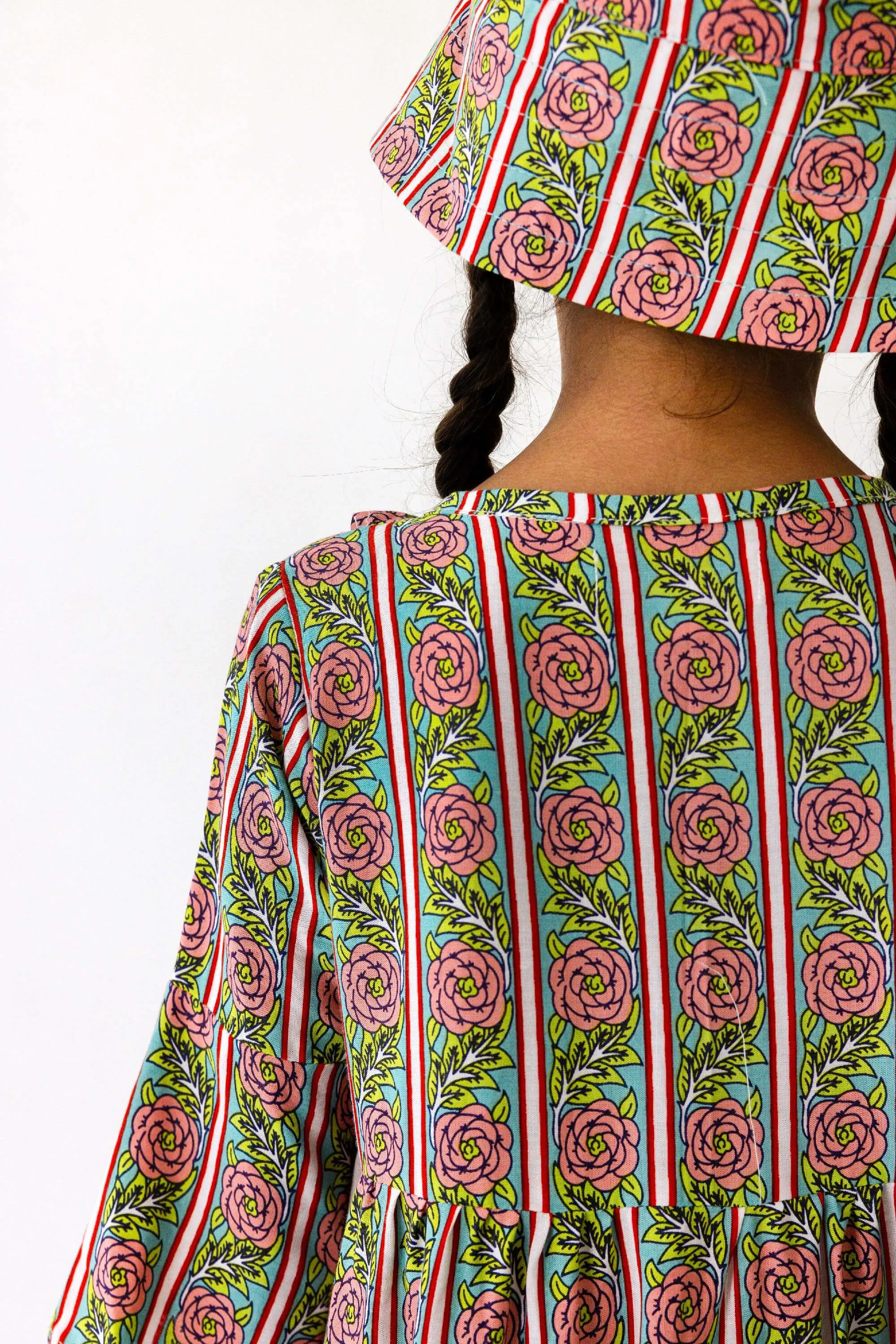 Bobbie Hat in Rose Floral Stripe