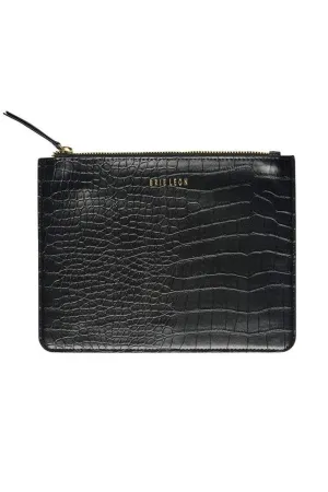 BRIE LEON ZIP POUCH - BLACK CROC