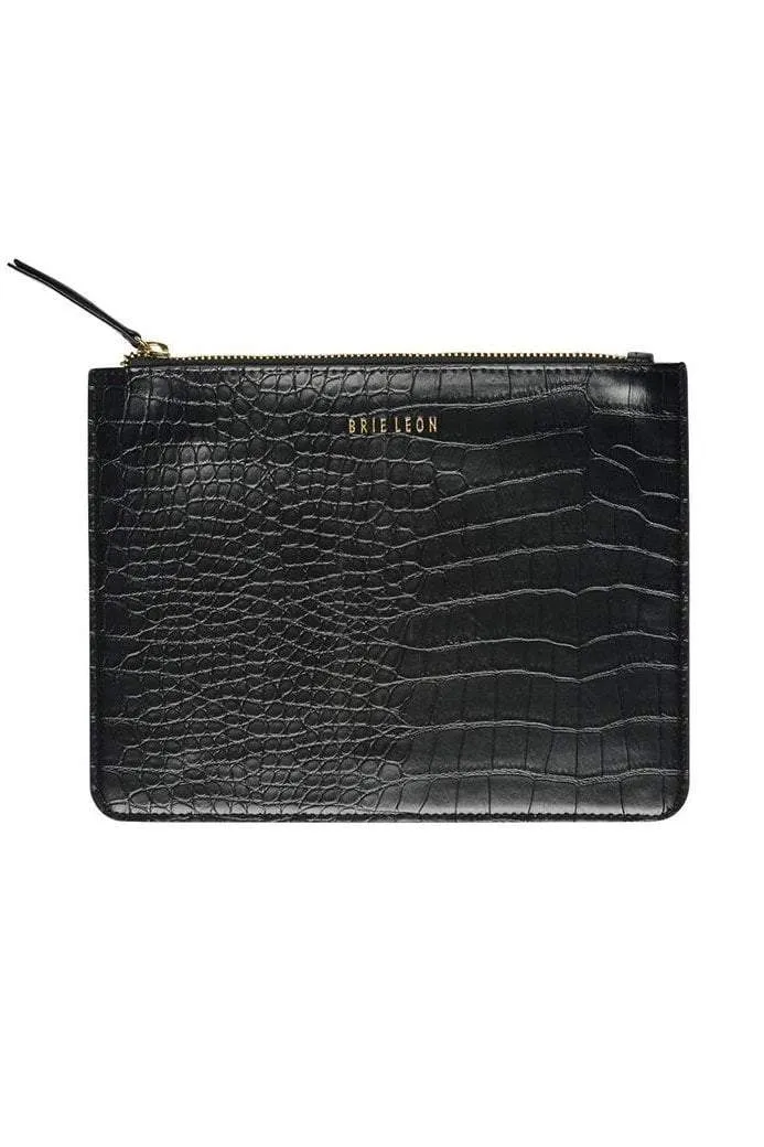 BRIE LEON ZIP POUCH - BLACK CROC