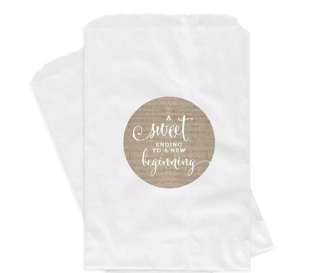 Burlap A Sweet Ending to a New Beginning Dessert Favor Bags