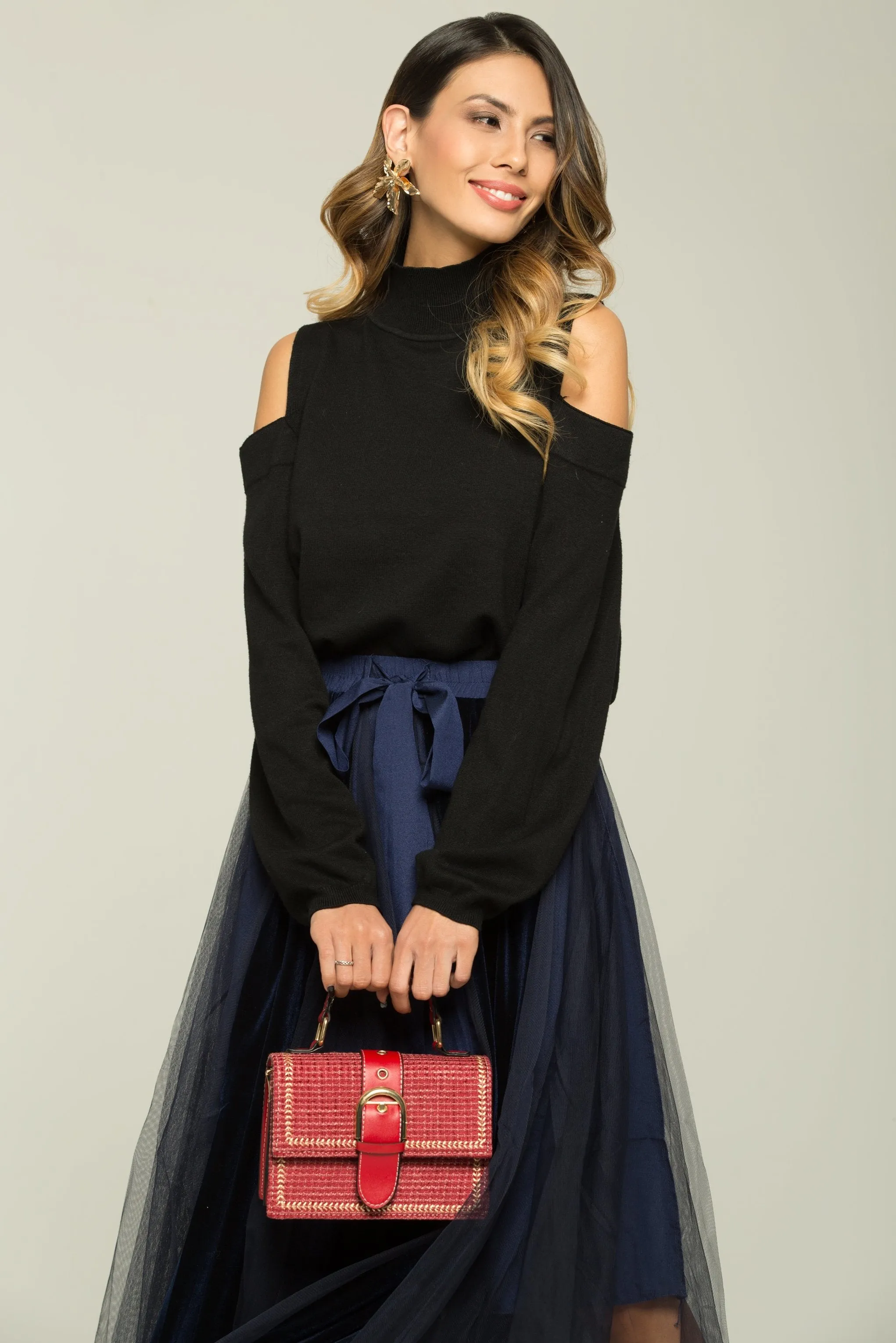 Carmine Red Buckle Handbag