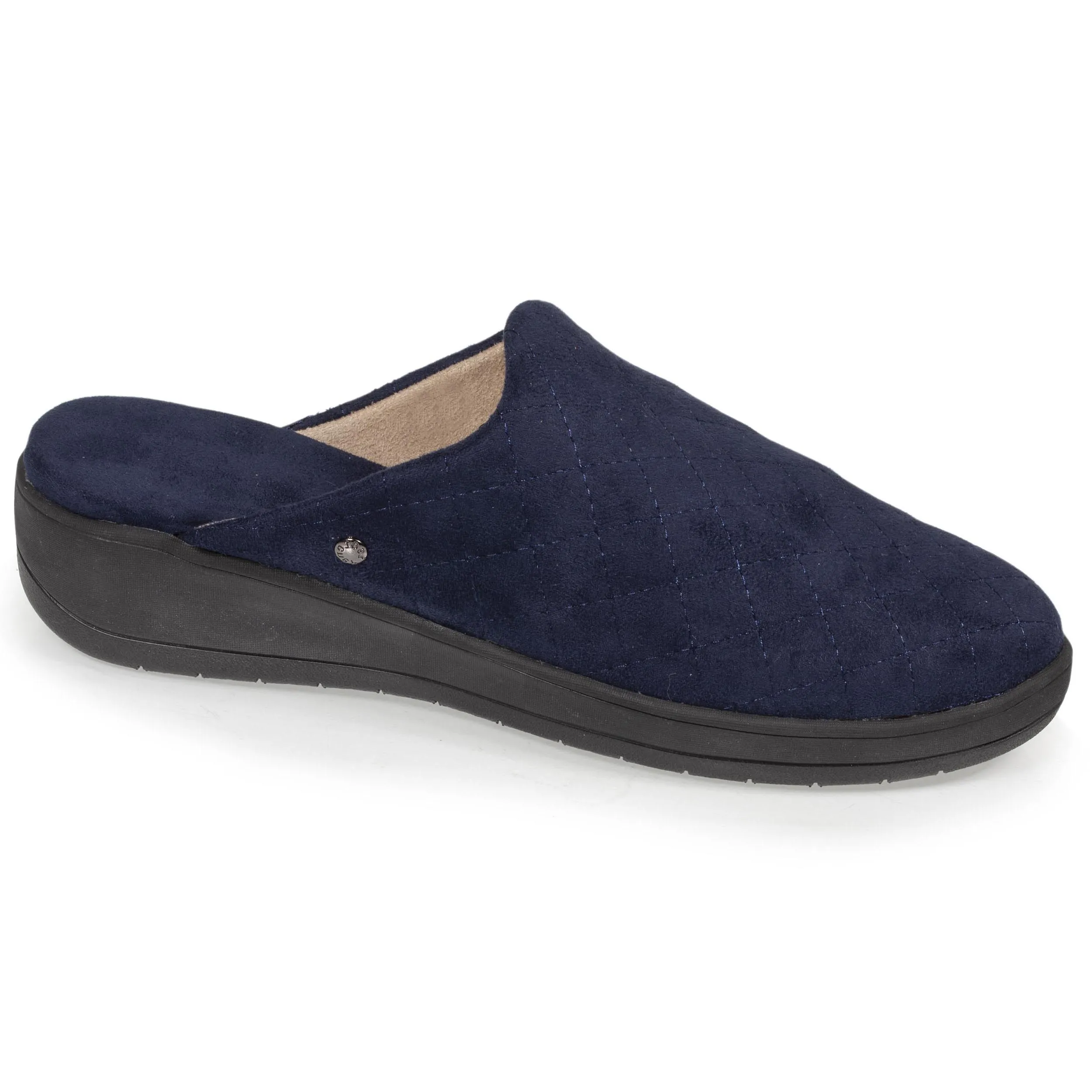 Chaussons mules Femme talon Marine matelassé