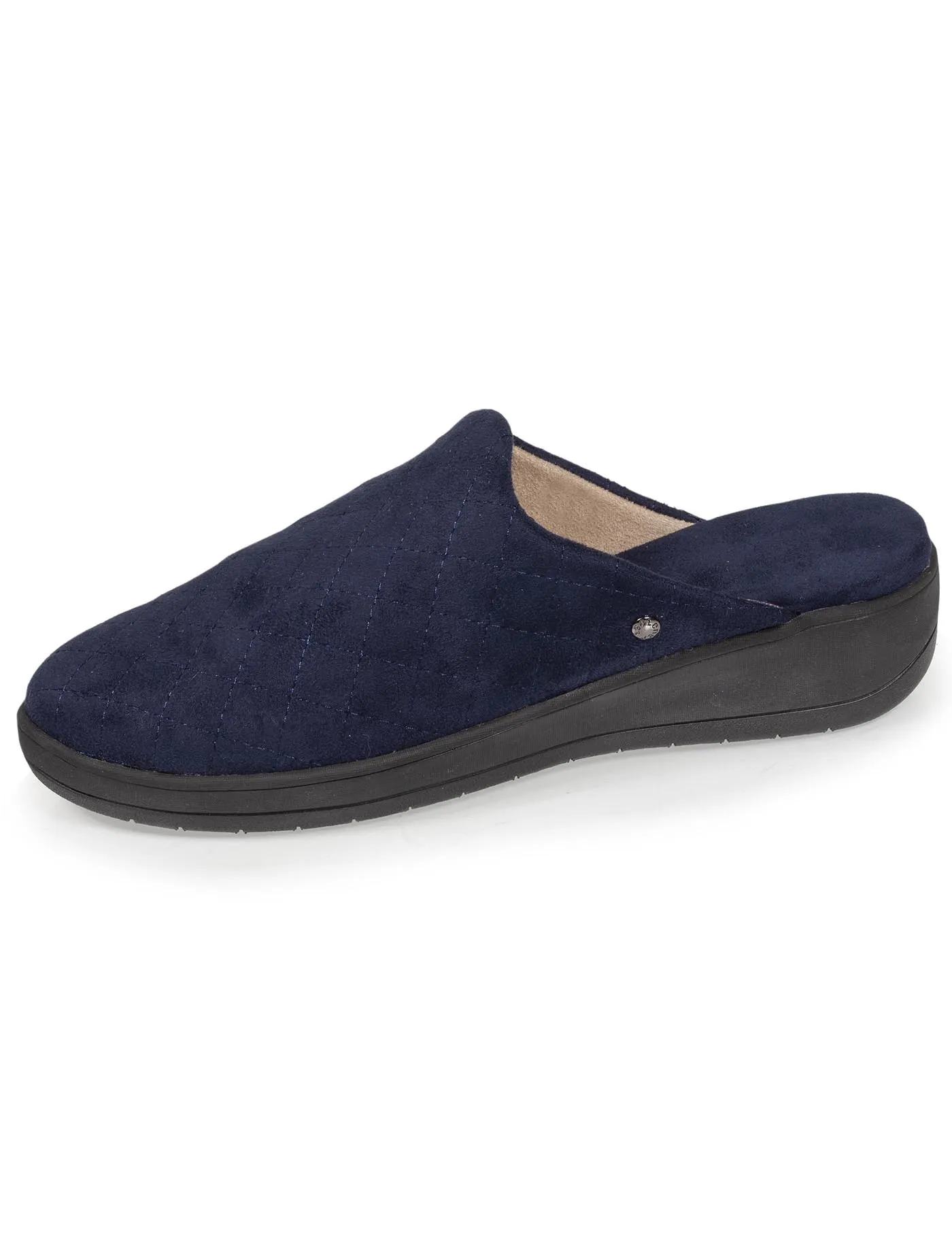 Chaussons mules Femme talon Marine matelassé