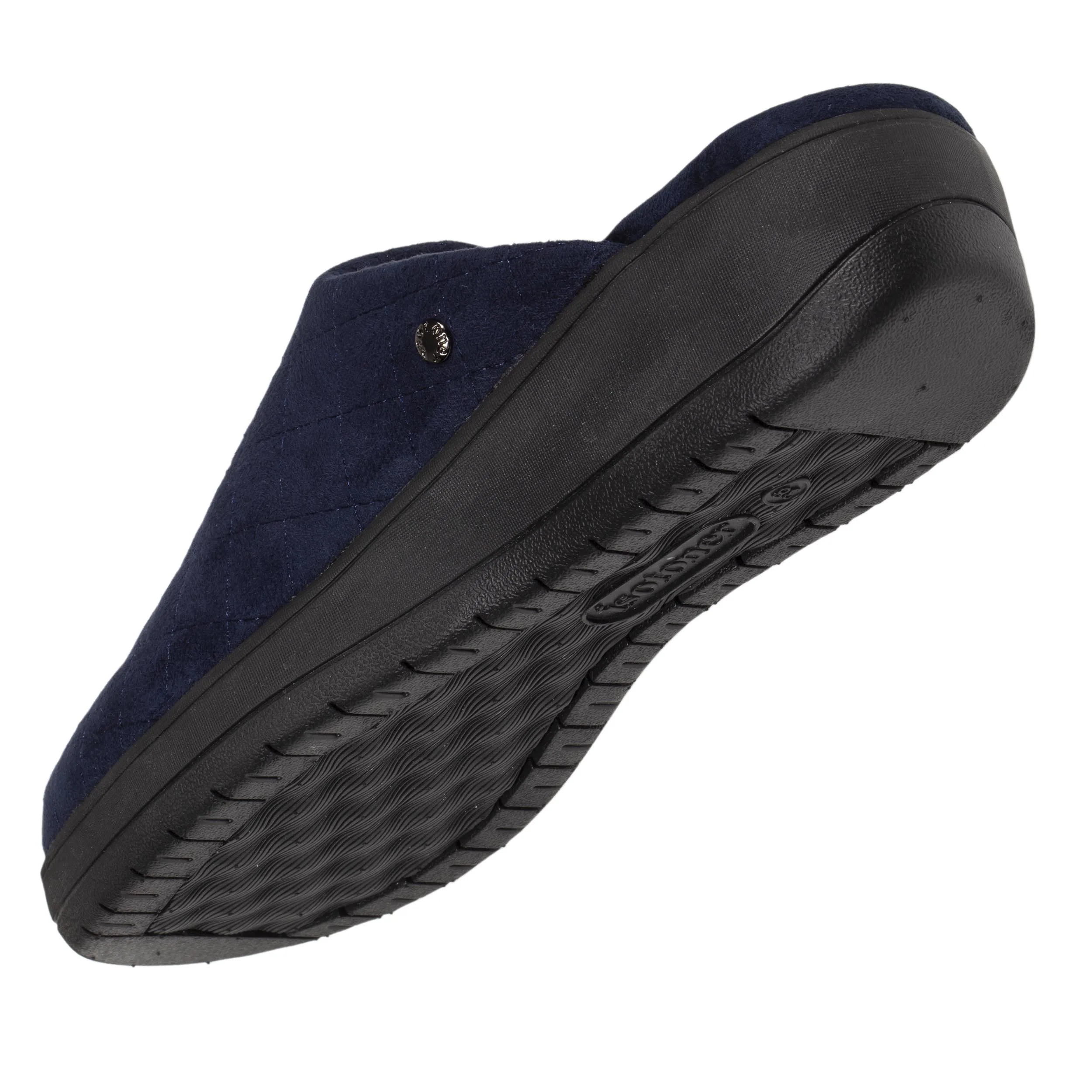 Chaussons mules Femme talon Marine matelassé