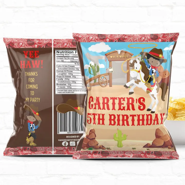 Cowboy Birthday Custom Party Favor Treat Bags|Chip Bags