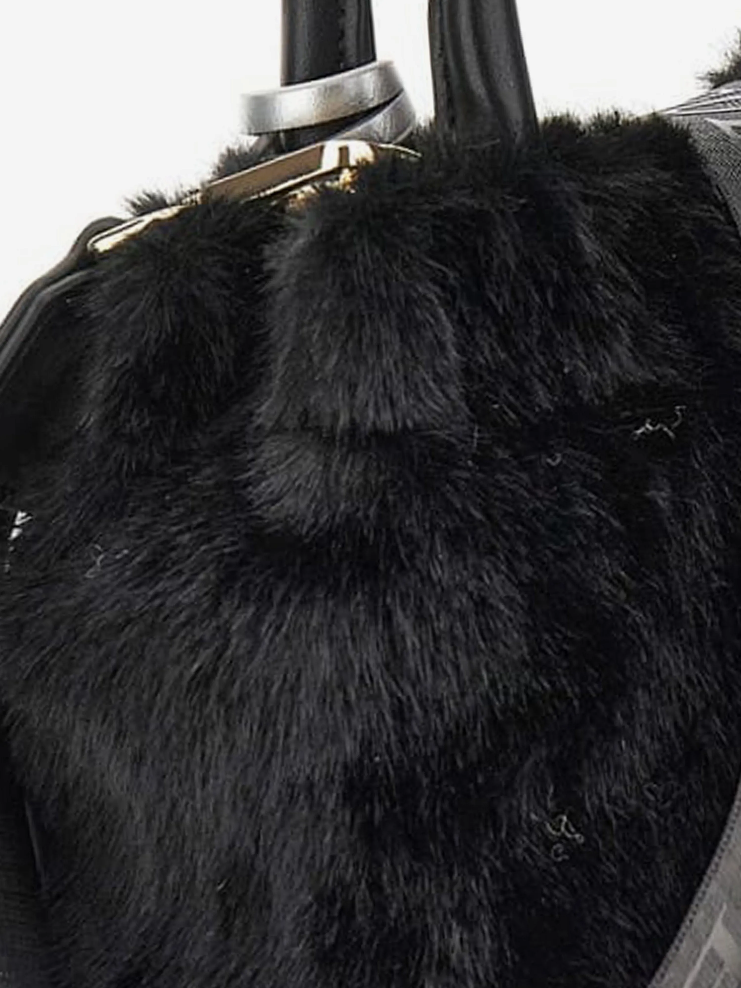 Guess Girls Fur Mini Tote Bag in Black (22cm)