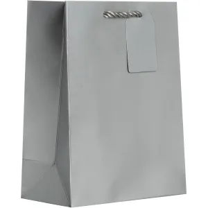 Heavyweight Solid Color Medium Gift Bags, Matte Metallic Silver