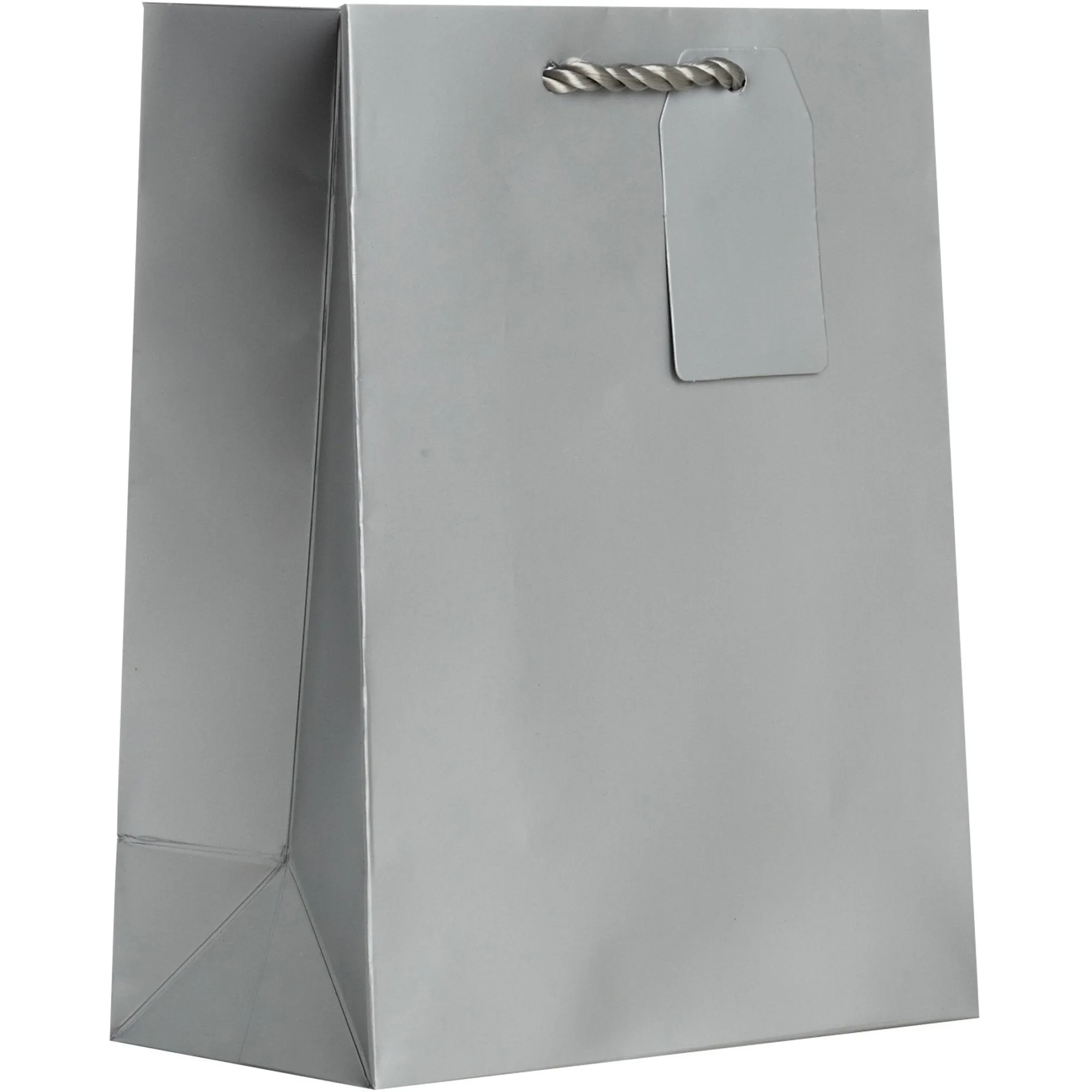 Heavyweight Solid Color Medium Gift Bags, Matte Metallic Silver