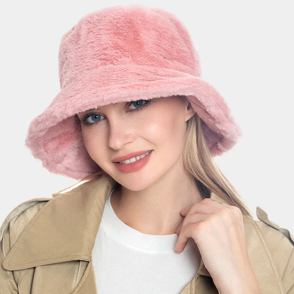 iLLASPARKZ Faux Fur Solid Bucket Hat