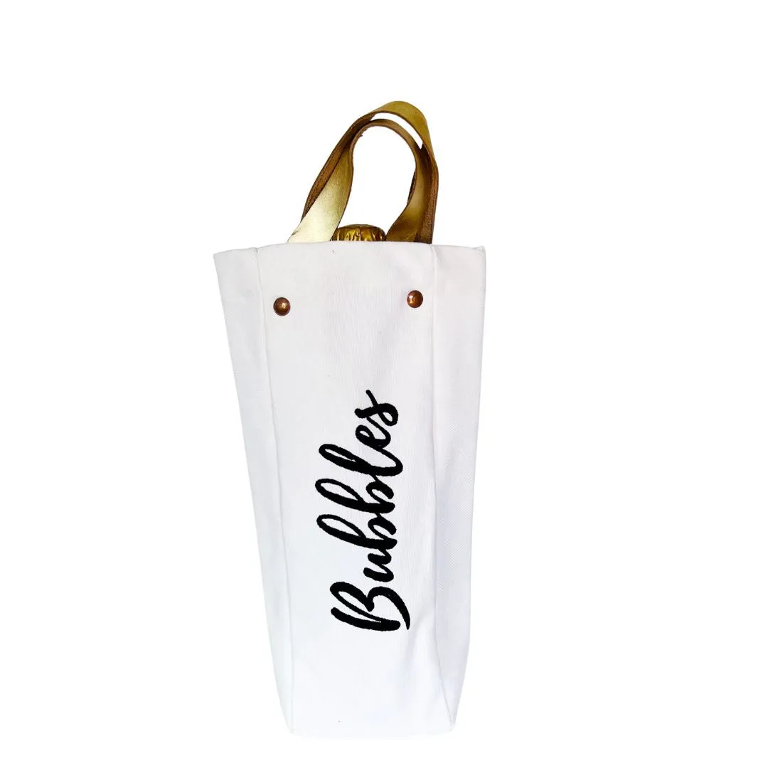 Leather Handle Wine Totes