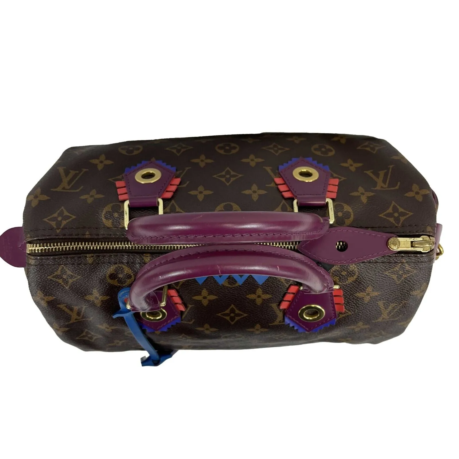 Louis Vuitton - LV - Speedy Totem 30 Brown Monogram - Violet Top Handle Bag