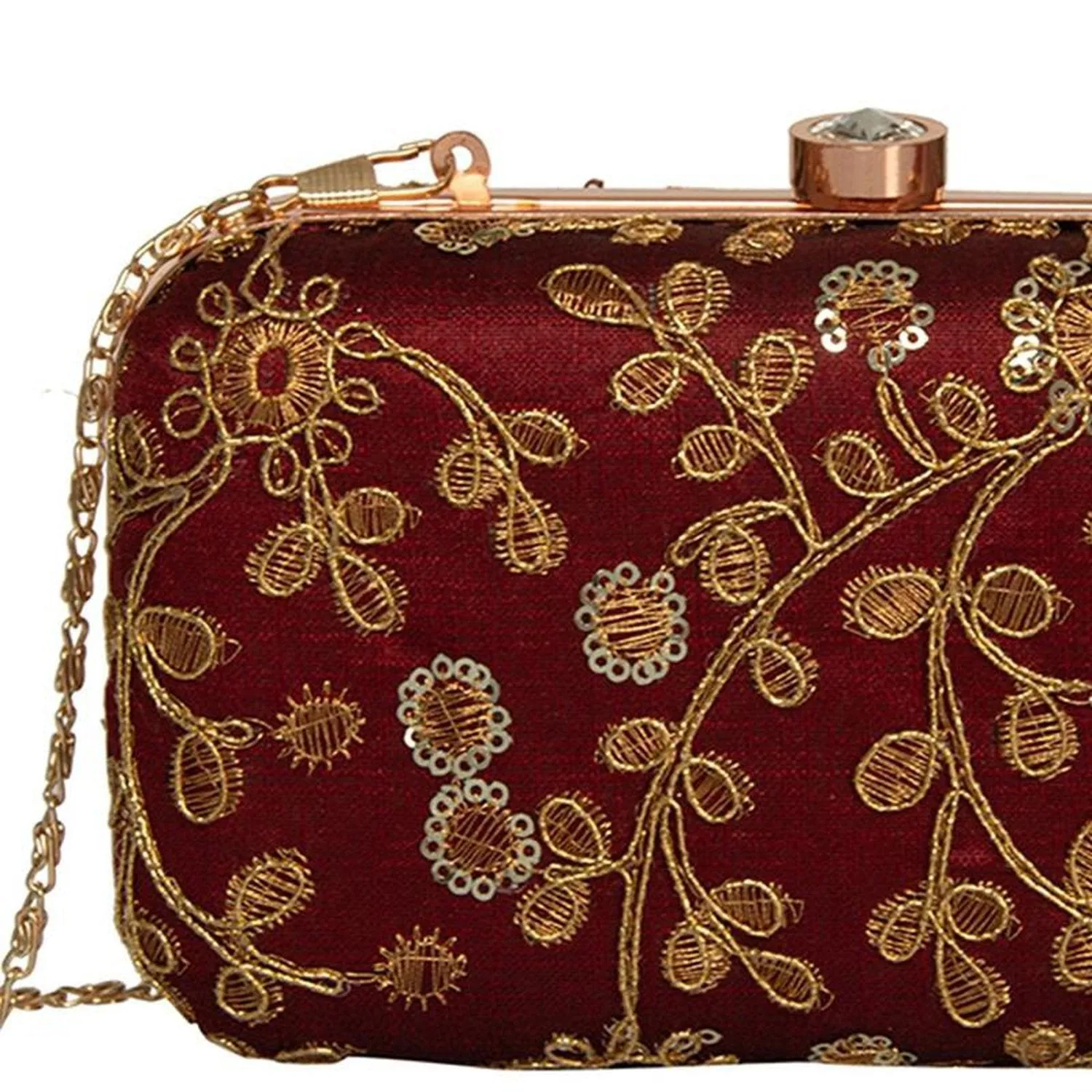 Maroon Zari Embroidery Party wear Bridal Fancy Designer clutches
