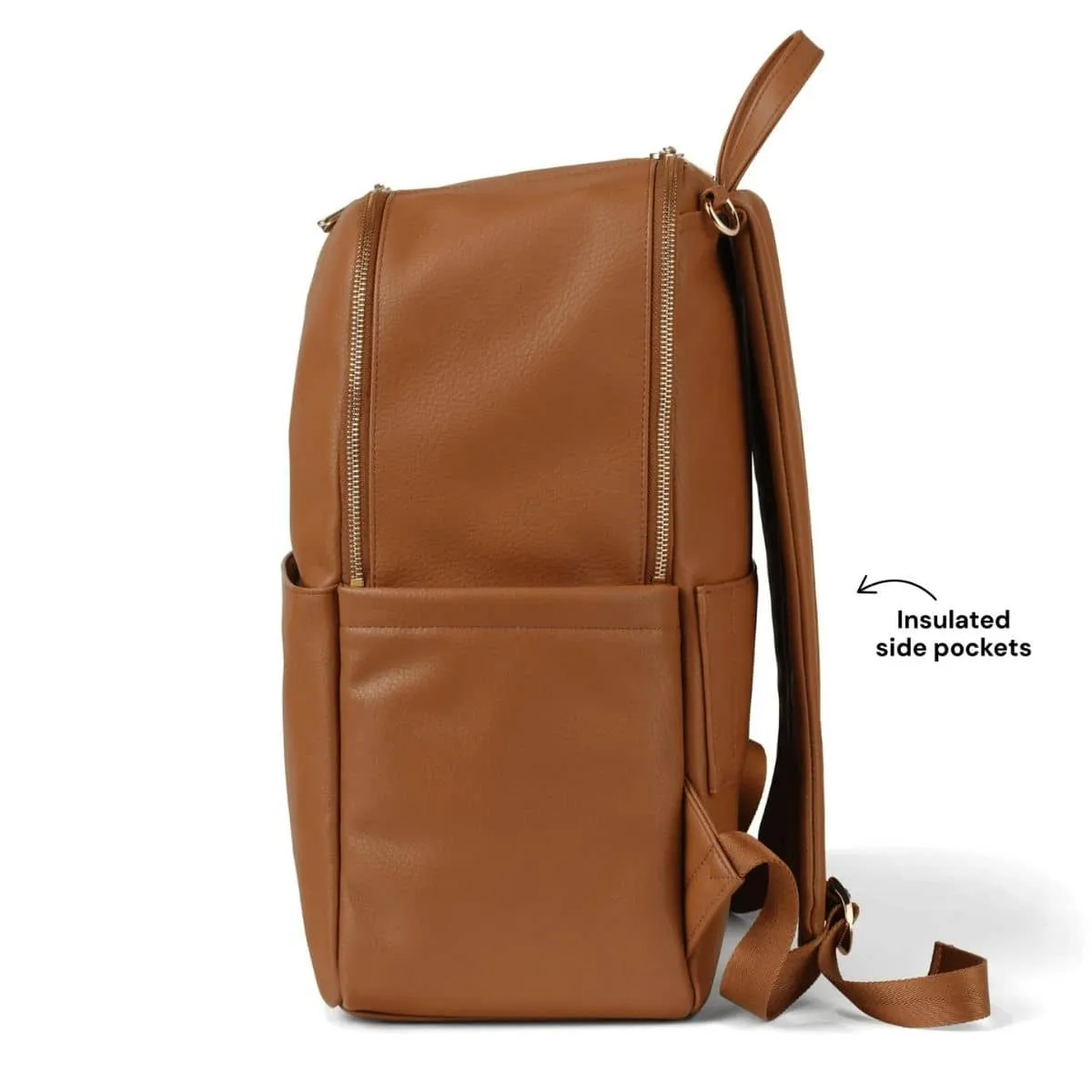OiOi Vegan Leather Multitasker Nappy Backpack - Chestnut