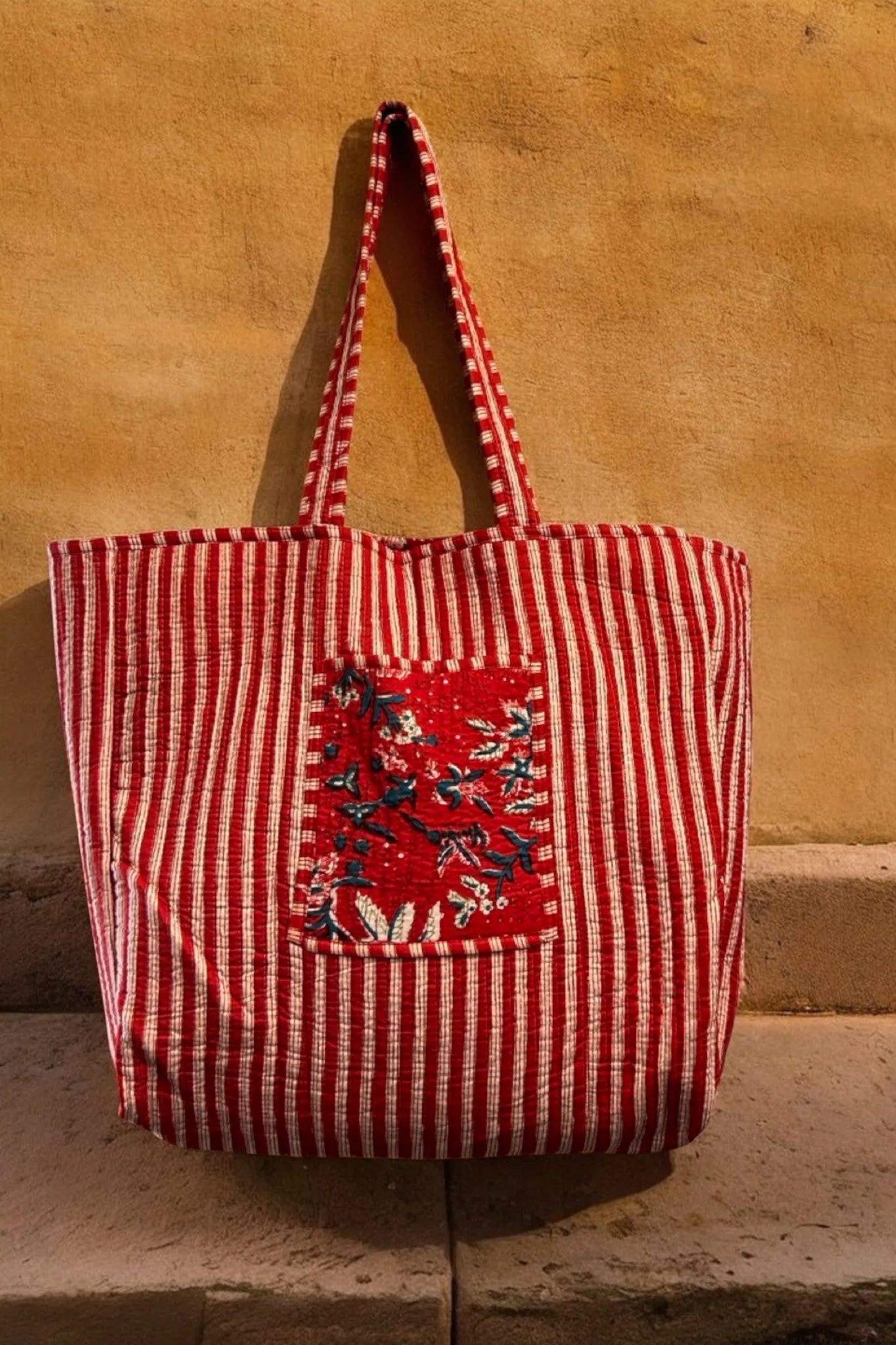 Reversible Cotton Quilted Tote - Bouquet of Roses