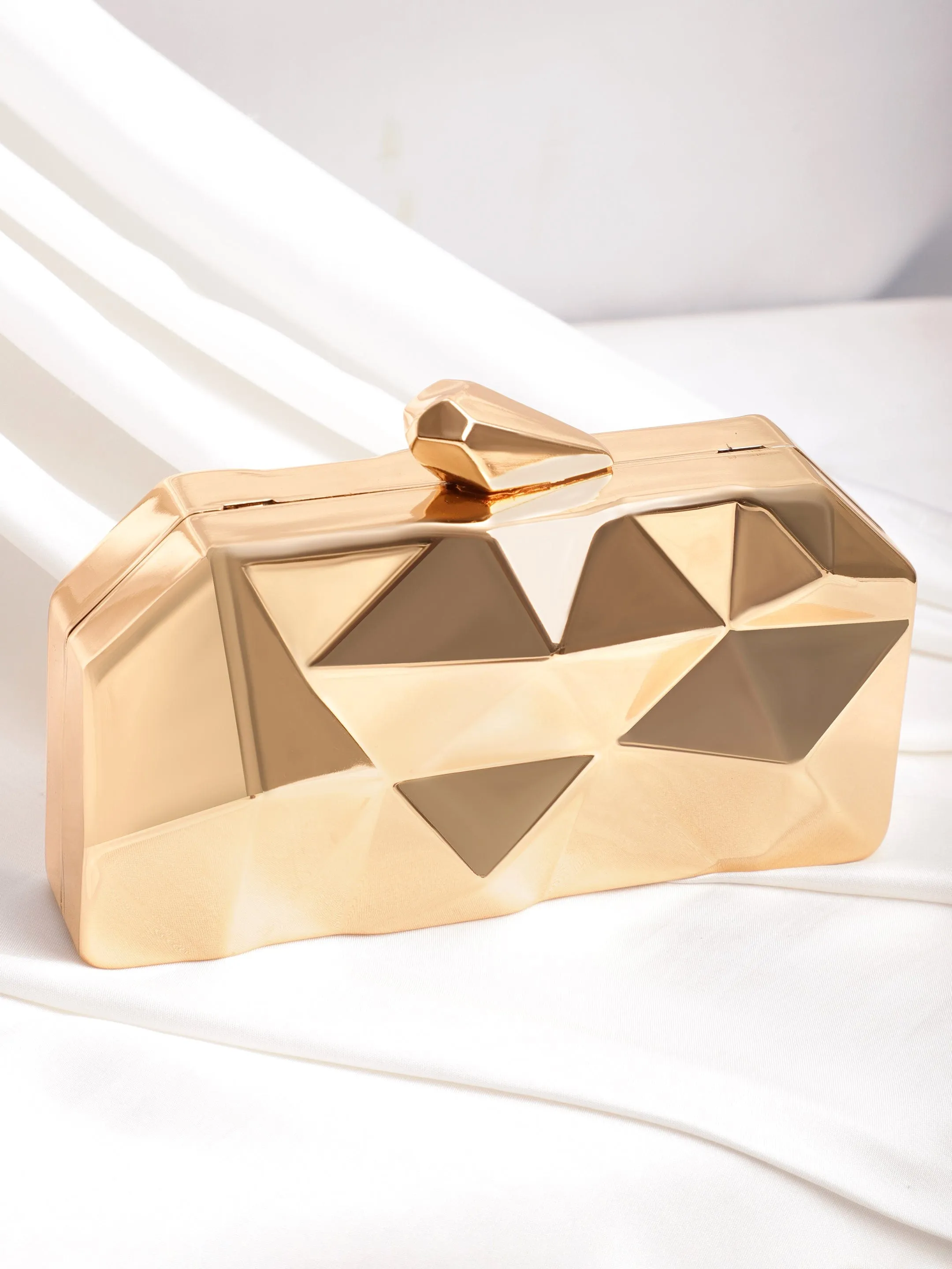 Rubans Rose Gold Crystal Jewel Lavish Clutch Handbag