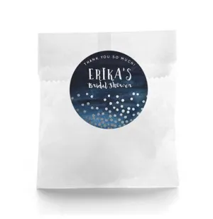 Silver Confetti Bridal Shower Favor Labels