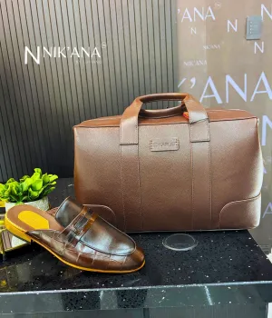 SKARLET015- Brown Leather Travel bag