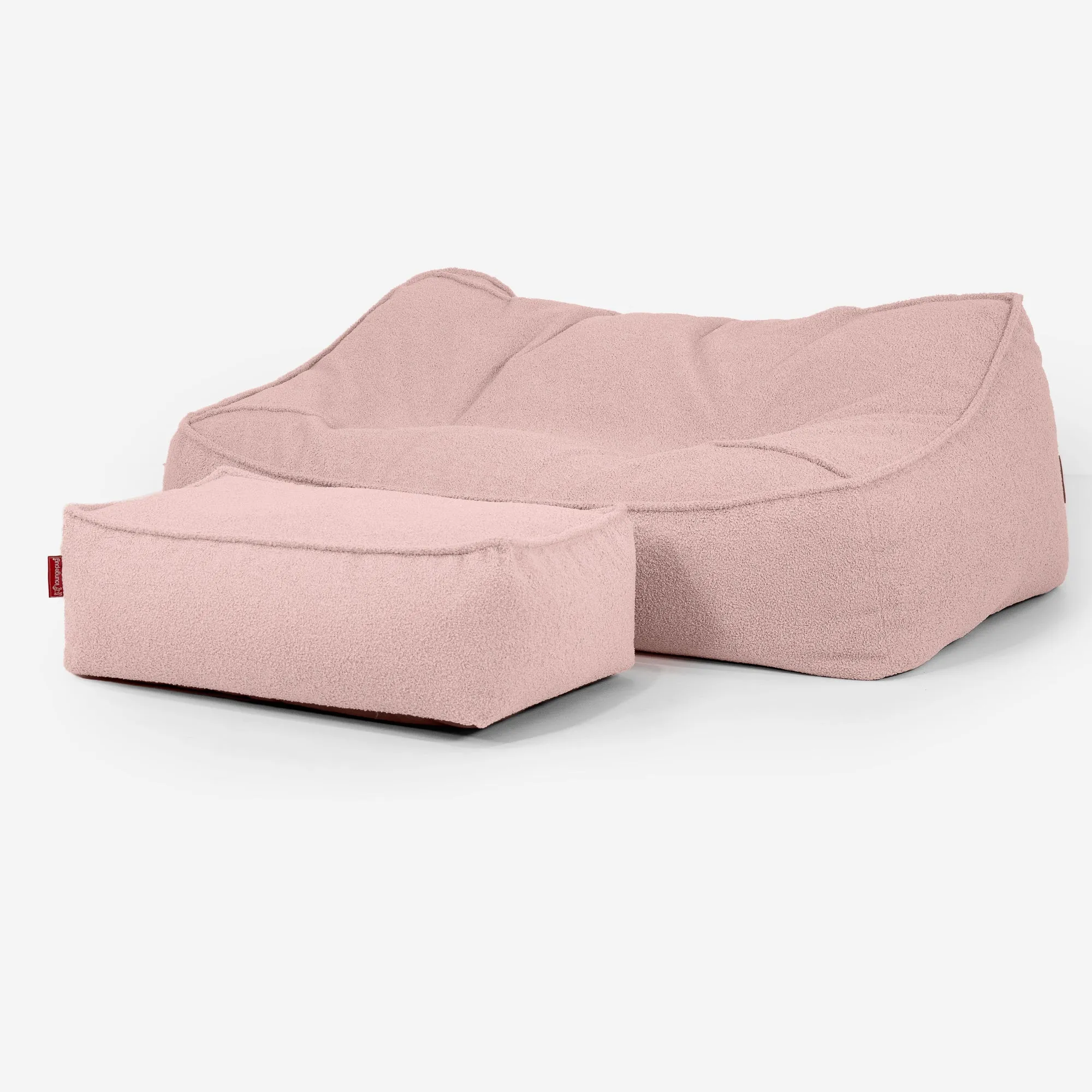 Sloucher Bean Bag Sofa - Boucle Pink