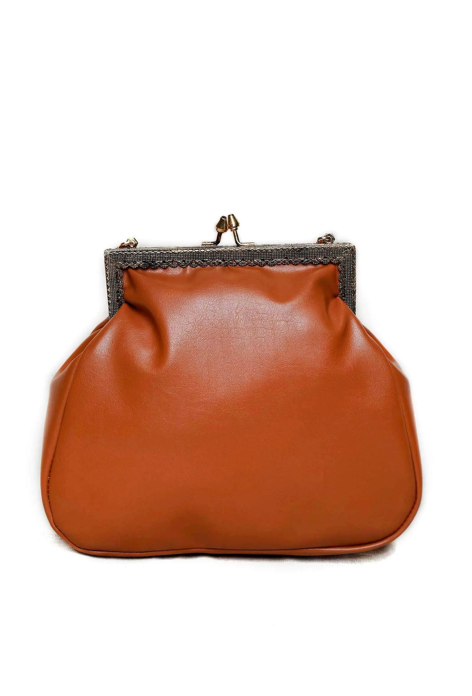 Tan And Brown Cruelty-Free Leather Sling Bag