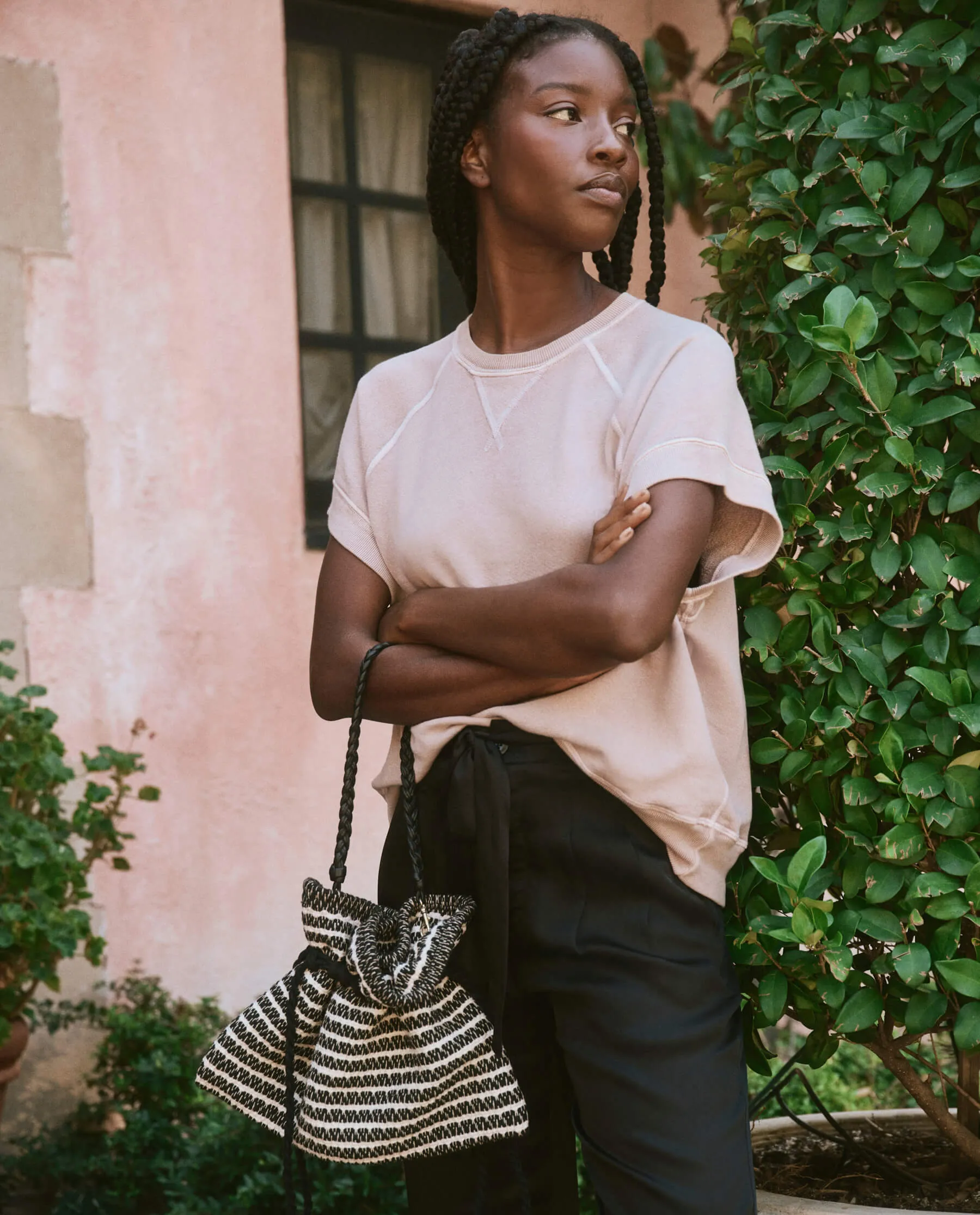 The Cinched Bag. -- Black and Cream