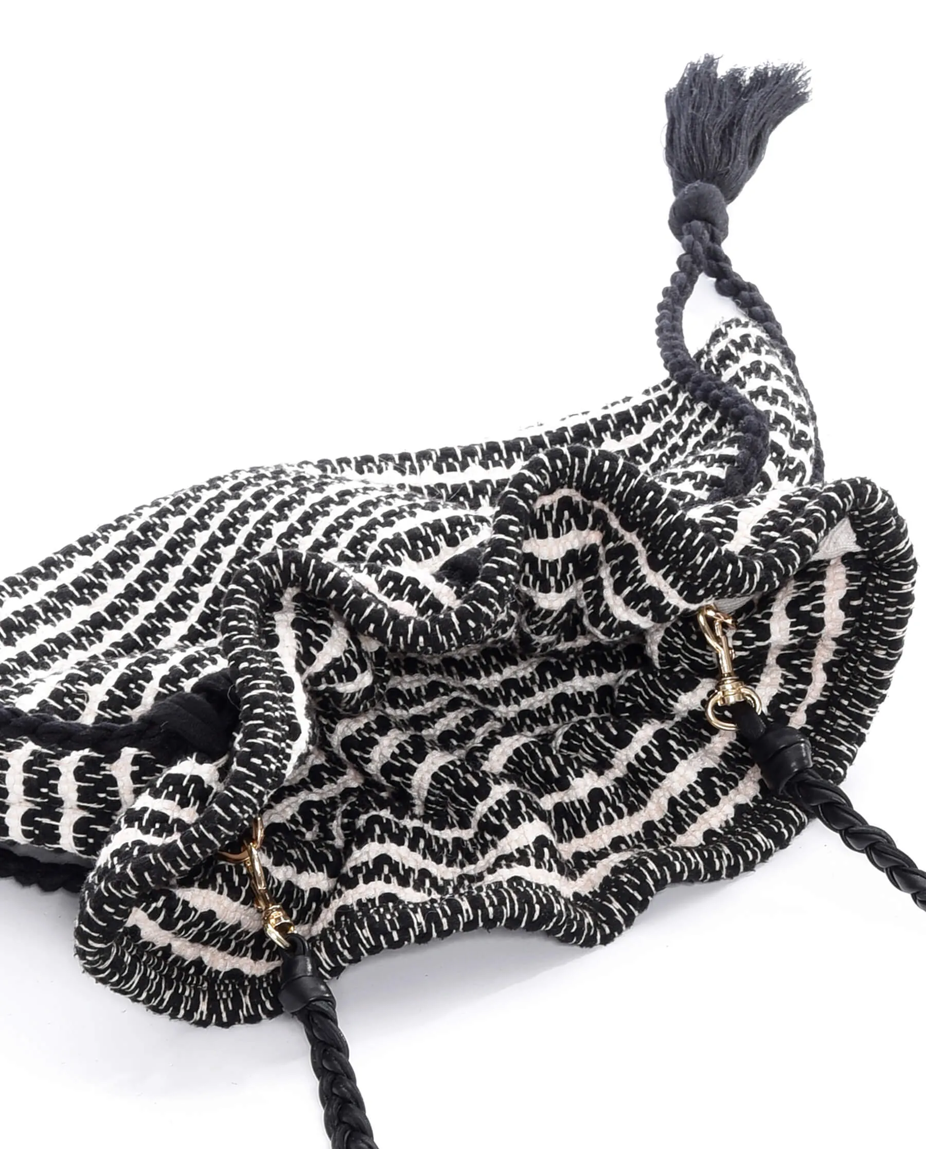 The Cinched Bag. -- Black and Cream