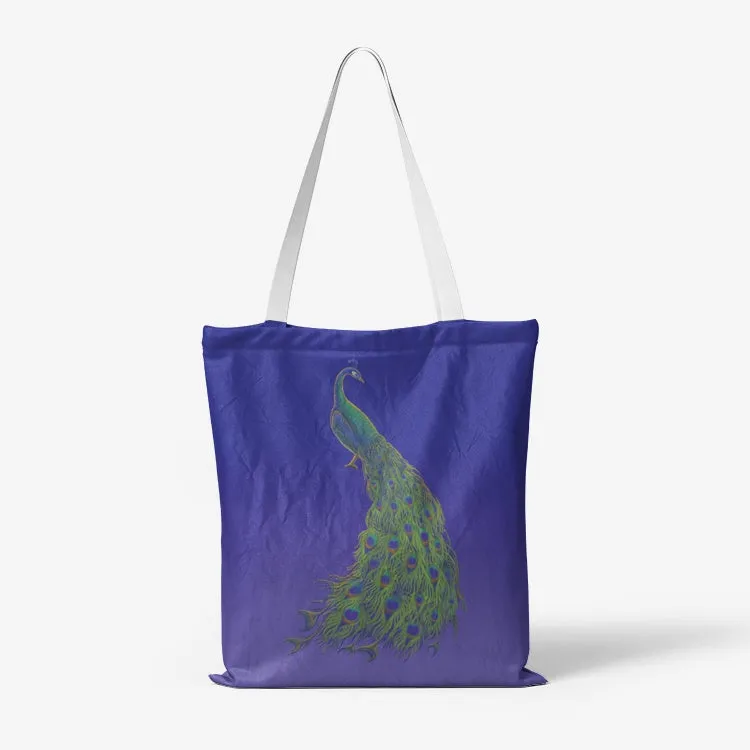 The Peacock Heavy Natural Canvas Tote Bag by Mark Henson