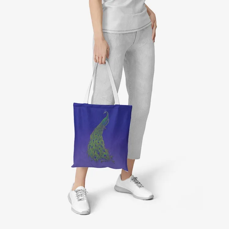 The Peacock Heavy Natural Canvas Tote Bag by Mark Henson