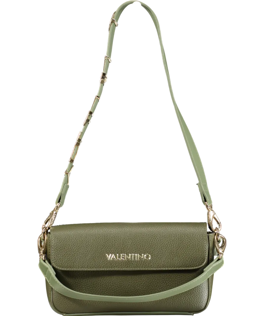 Valentino Green Alexia Pebbled Shoulder Bag with crossbody strap