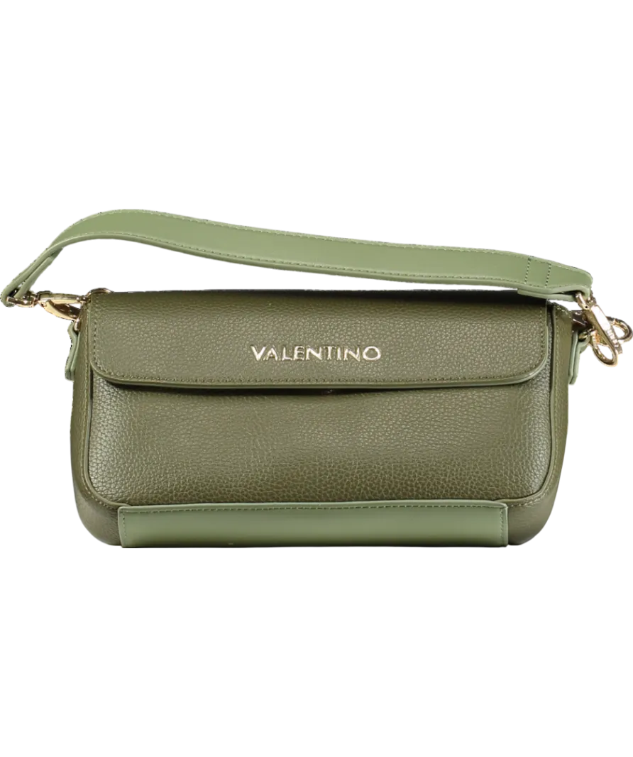 Valentino Green Alexia Pebbled Shoulder Bag with crossbody strap