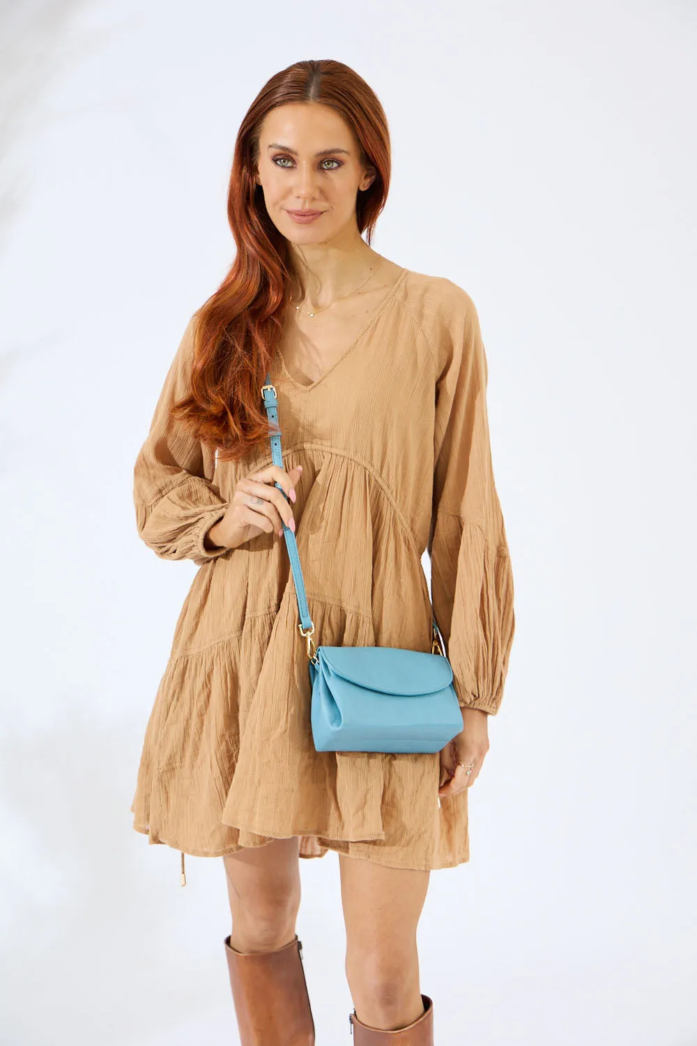 Vegan PU Leather Malibu Crossbody - Sky Blue